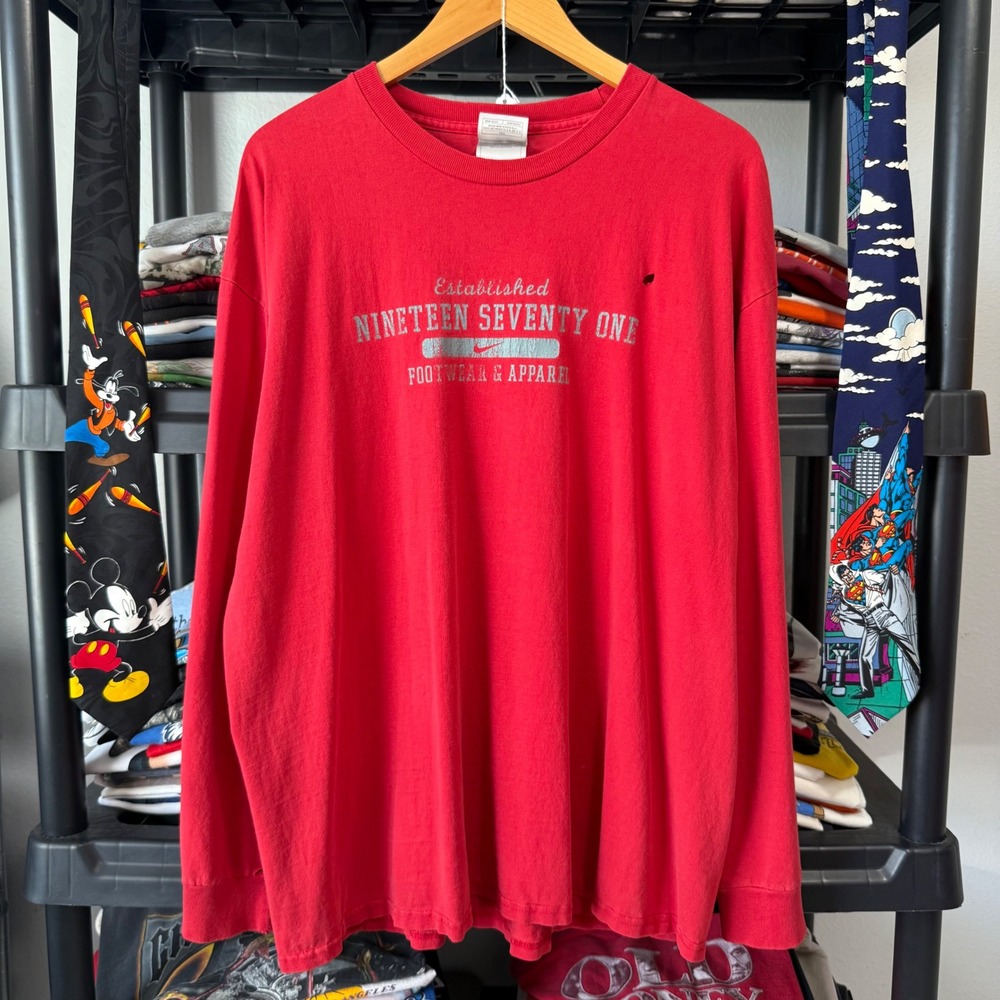 Y2K Red Nike Nineteen Seventy One Long Sleeve Shirt Size XL Light Marks